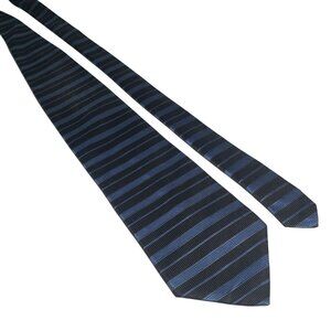 Nautica Blue Black Striped Mens Tie Silk 56 x 4 Inch Professional Career Style